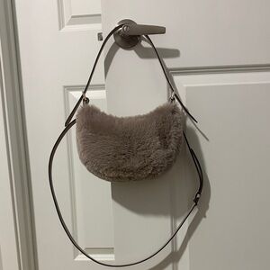 Kate Spade Nova Faux Fur Small Grey Shoulder Bag